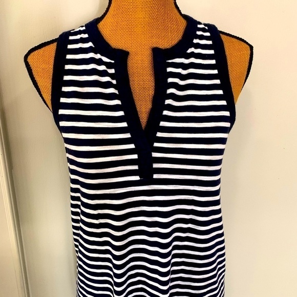 Women's Navy and White Ankle Length GAP Sleeveless Nautical Dress - Picture 3 of 9